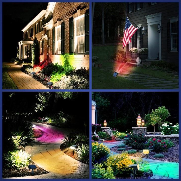 Multicolor RGB Outdoor Solar Color Changing Lights For Garden Yard Landscape