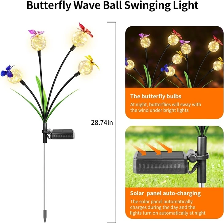 Solar Powered Garden Lights Firefly Swaying high quality